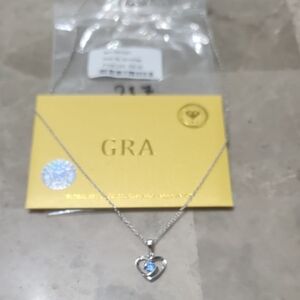 GRA Silver Necklace with Blue Heart Pendant